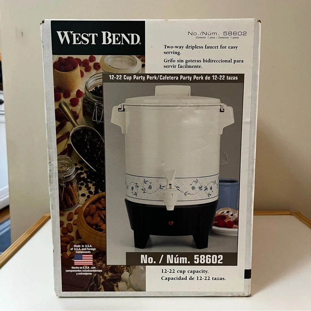 Vintage West Bend 12-22 Cup Party Perk Coffee And Tea Dispenser - New in Box
